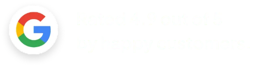 Google logo with text: "Tweed Heads dentures rated 4.9 out of 5 by happy customers (compressed)
